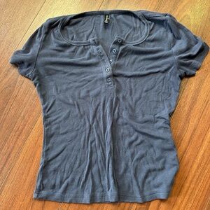 Women's Navy Button-Up Top